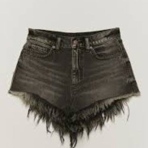 High-waisted Cheeky Denim Short - Vintage Black Denim In Washed Black, size 25